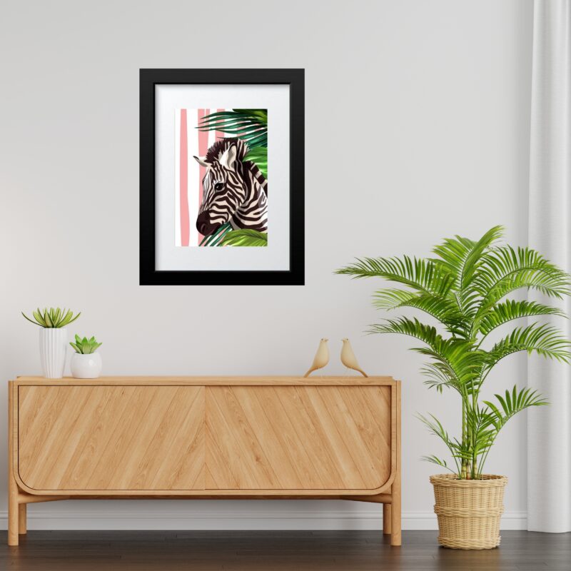 Quadro Zebra Listras Rosa - 60x48 Cm
