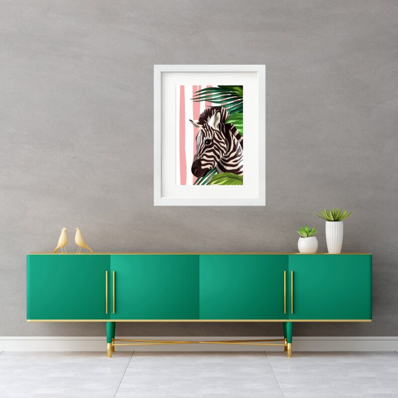 Quadro Zebra Listras Rosa - 60x48 Cm