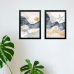 Kit 2 Quadros Abstratos Tema Praia Neutros
