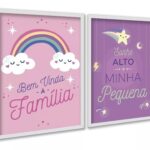 Kit 2 Quadros Bebê Menina - Lilás e Rosa