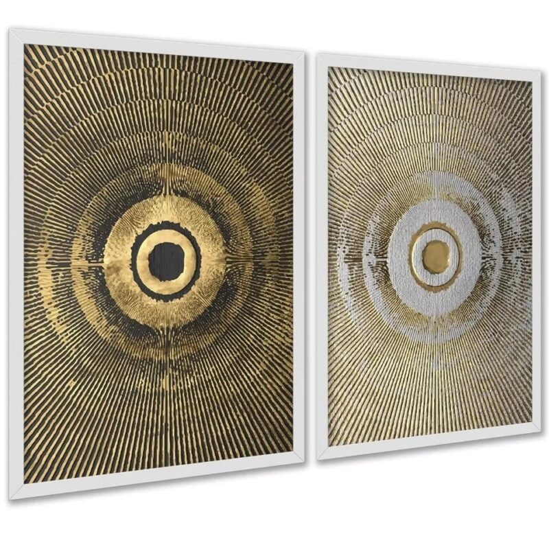 Kit 2 Quadros Decorativos Abstratos Hachura