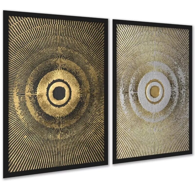 Kit 2 Quadros Decorativos Abstratos Hachura