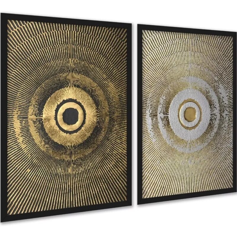 Kit 2 Quadros Decorativos Abstratos Hachura