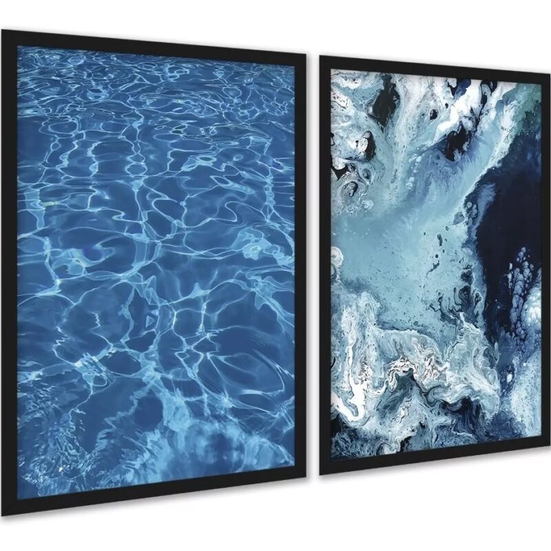 Kit 2 Quadros Decorativos Água Do Mar