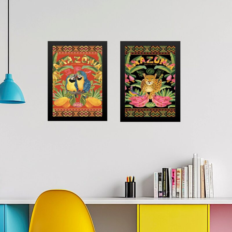 Kit 2 Quadros Decorativos Arte Amazônia- Brasil