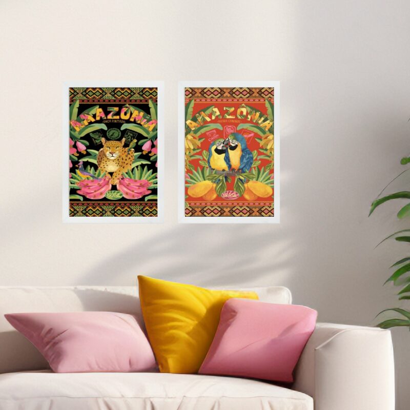 Kit 2 Quadros Decorativos Arte Amazônia- Brasil