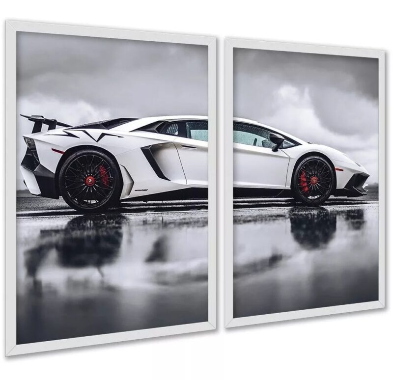 Kit 2 Quadros Decorativos Carro De Luxo Esportivo