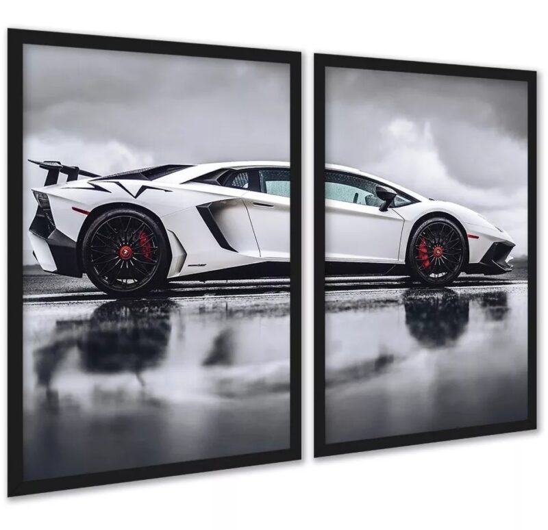 Kit 2 Quadros Decorativos Carro De Luxo Esportivo