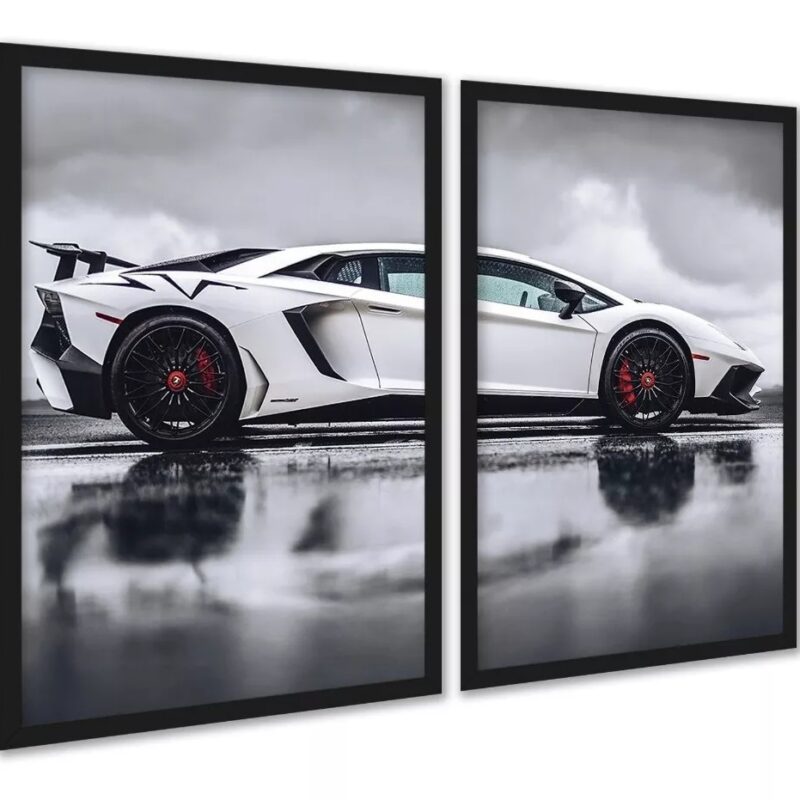 Kit 2 Quadros Decorativos Carro De Luxo Esportivo