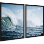 Kit 2 Quadros Decorativos Ondas Surf Surfista