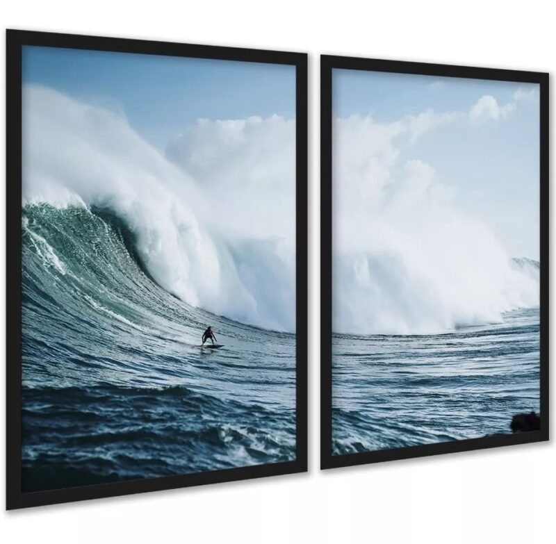 Kit 2 Quadros Decorativos Ondas Surf Surfista