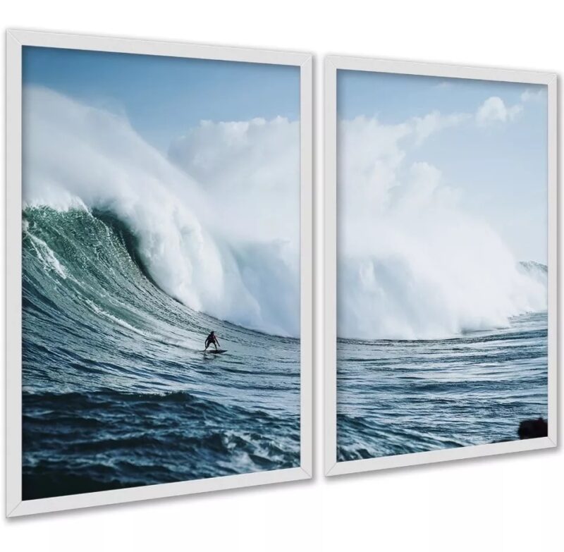 Kit 2 Quadros Decorativos Ondas Surf Surfista