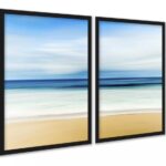 Kit 2 Quadros Decorativos Praia Céu Areia Mar