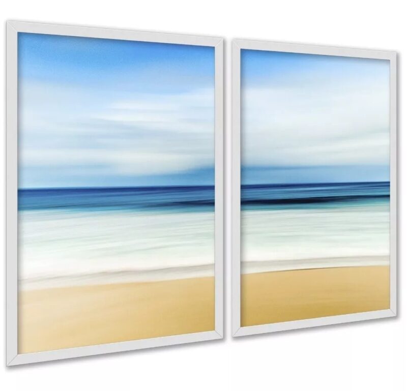 Kit 2 Quadros Decorativos Praia Céu Areia Mar