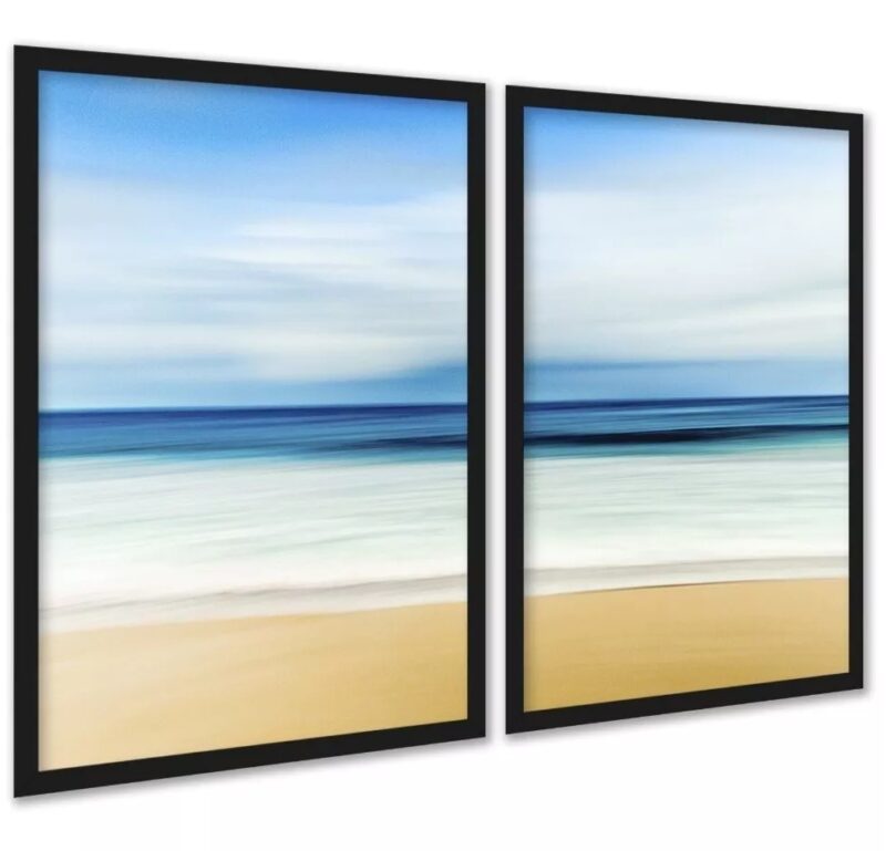Kit 2 Quadros Decorativos Praia Céu Areia Mar