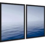 Kit 2 Quadros Efeito Pintura Mar Oceano Azul