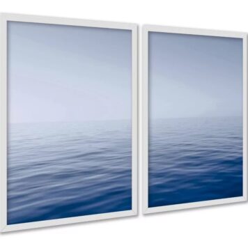 Kit 2 Quadros Efeito Pintura Mar Oceano Azul
