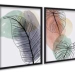Kit 2 Quadros Folhas Costela Adão Aquarela
