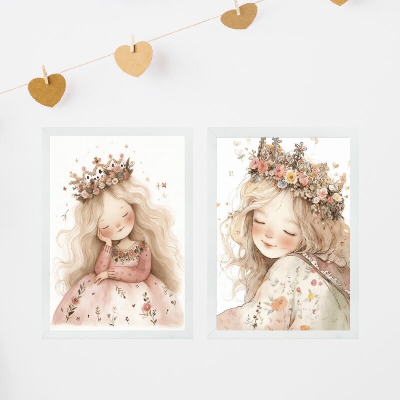 Kit 2 Quadros Infantis Menina Princesa