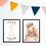 Kit 2 Quadros Infantis Menina Princesa - Sonhe Alto