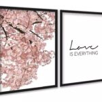 Kit 2 Quadros Love is Everything - Árvore Rosa