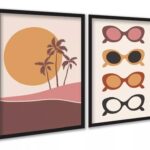Kit 2 Quadros Óculos de Sol - Praia