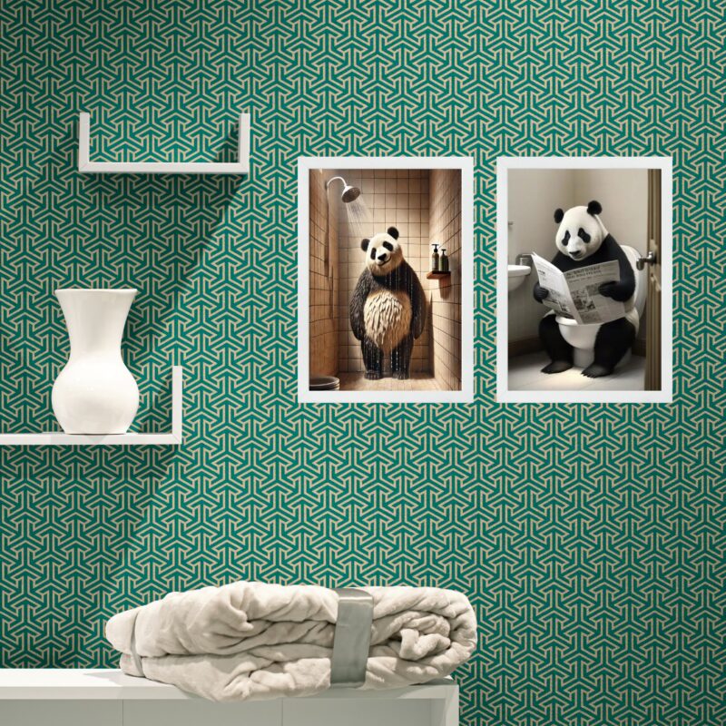 Kit 2 Quadros Para Banheiro Urso Panda