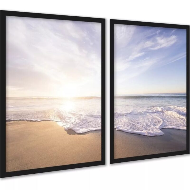 Kit 2 Quadros Praia Mar Complementares