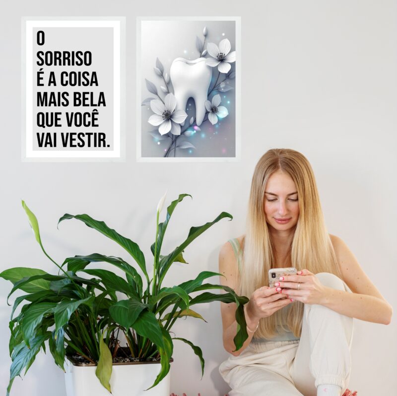 Kit 2 Quadros Sala De Espera Consultório Dentista b