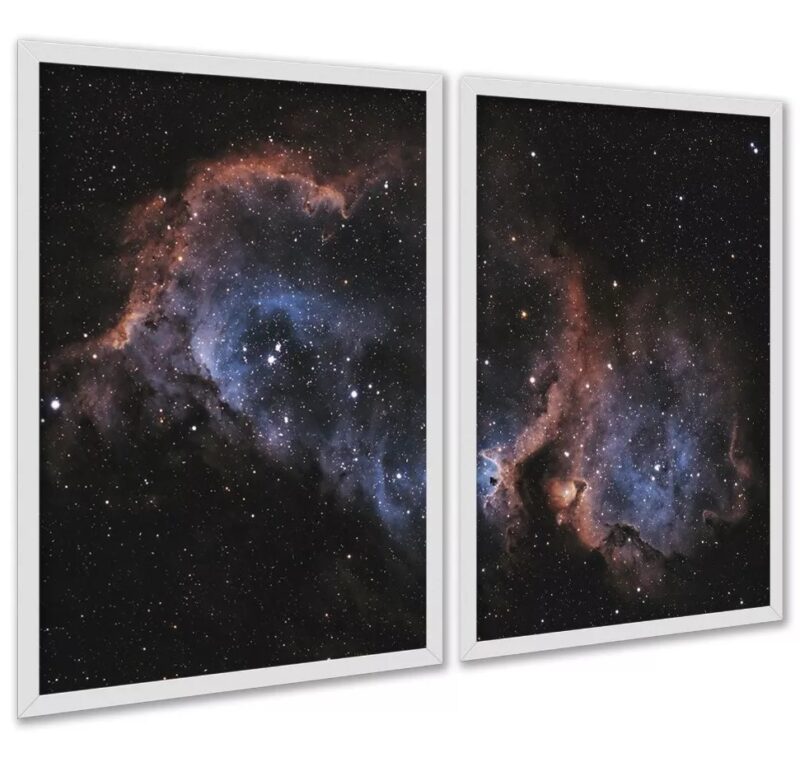 Kit 2 Quadros Universo Galáxia Nebulosa