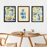 Kit 3 Quadros Cozinha Italiana - La Dolce Vita