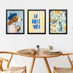 Kit 3 Quadros Cozinha Italiana La Dolce Vita - Cachorrinho