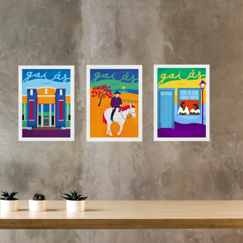 Kit 3 Quadros Decorativos Artes Goiás - Brasil
