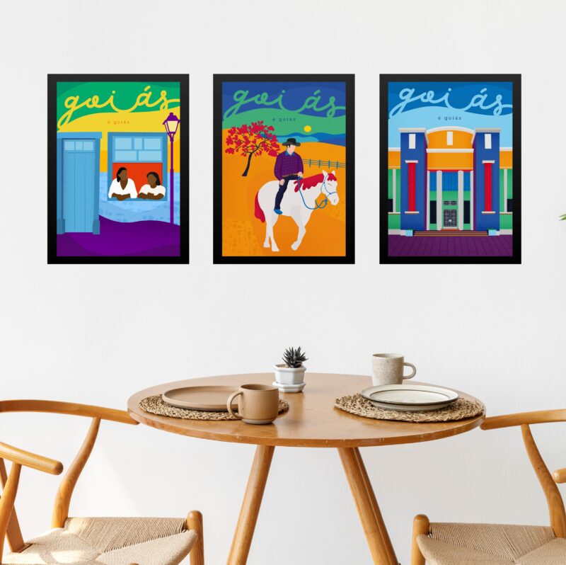Kit 3 Quadros Decorativos Artes Goiás - Brasil