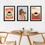 Kit 3 Quadros Decorativos Para Cozinha Café Cão