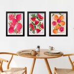 Kit 3 Quadros Elegantes Para Cozinha - Frutas