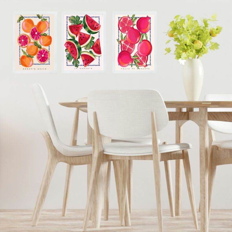 Kit 3 Quadros Sofisticados Para Cozinha - Frutas