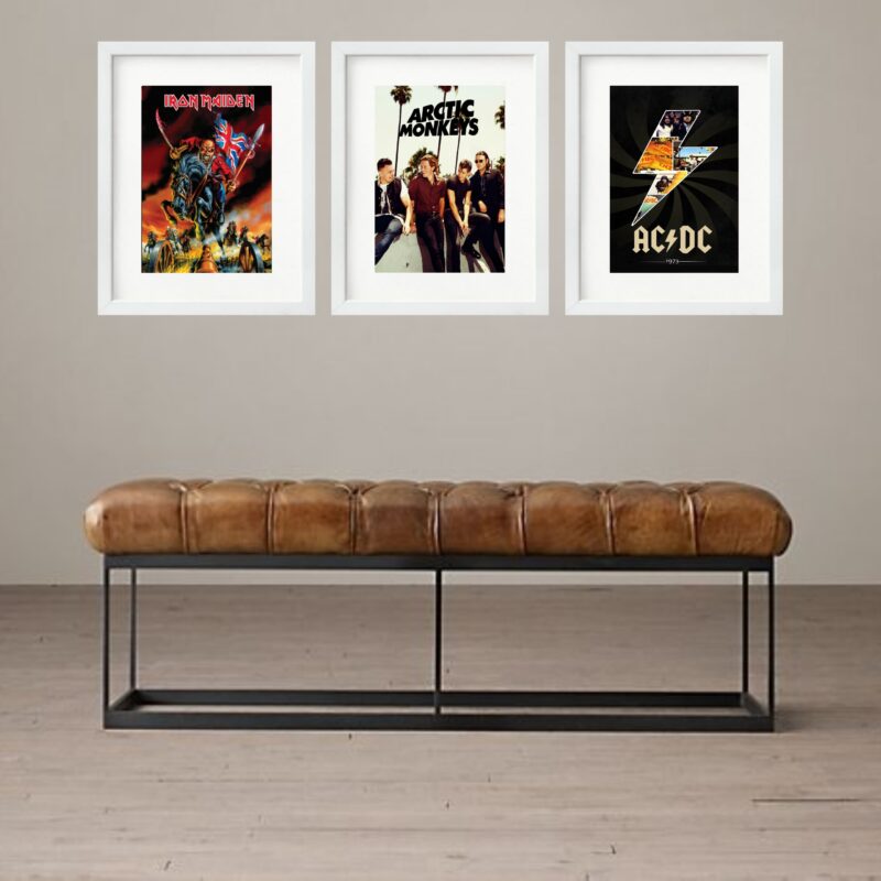 Kit 3 Quadros Grandes AC/DC Iron Maiden Artic Monkeys - 60x48cm b