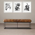 Kit 3 Quadros Grandes Abstratos Black Waves - 60x48cm b