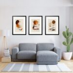 Kit 3 Quadros Grandes Abstratos Café 60x48cm