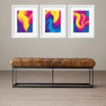 Kit 3 Quadros Grandes Abstratos Cores Quentes Waves 60x48cm