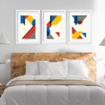 Kit 3 Quadros Grandes Abstratos Cores Quentes 60x48cm