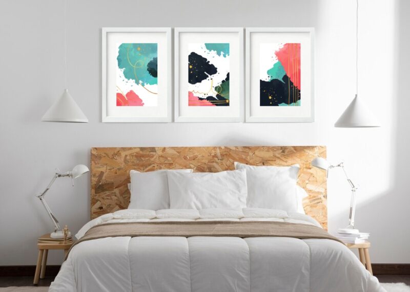 Kit 3 Quadros Grandes Abstratos Cores 60x48cm