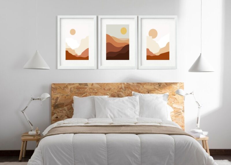 Kit 3 Quadros Grandes Abstratos Deserto 60x48cm