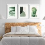 Kit 3 Quadros Grandes Abstratos Formas Verdes 60x48cm