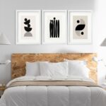 Kit 3 Quadros Grandes Abstratos Formas Pretos 60x48cm
