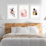 Kit 3 Quadros Grandes Abstratos Hexagonos 60x48cm