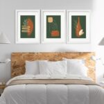 Kit 3 Quadros Grandes Abstratos Marrom e Verde 60x48cm