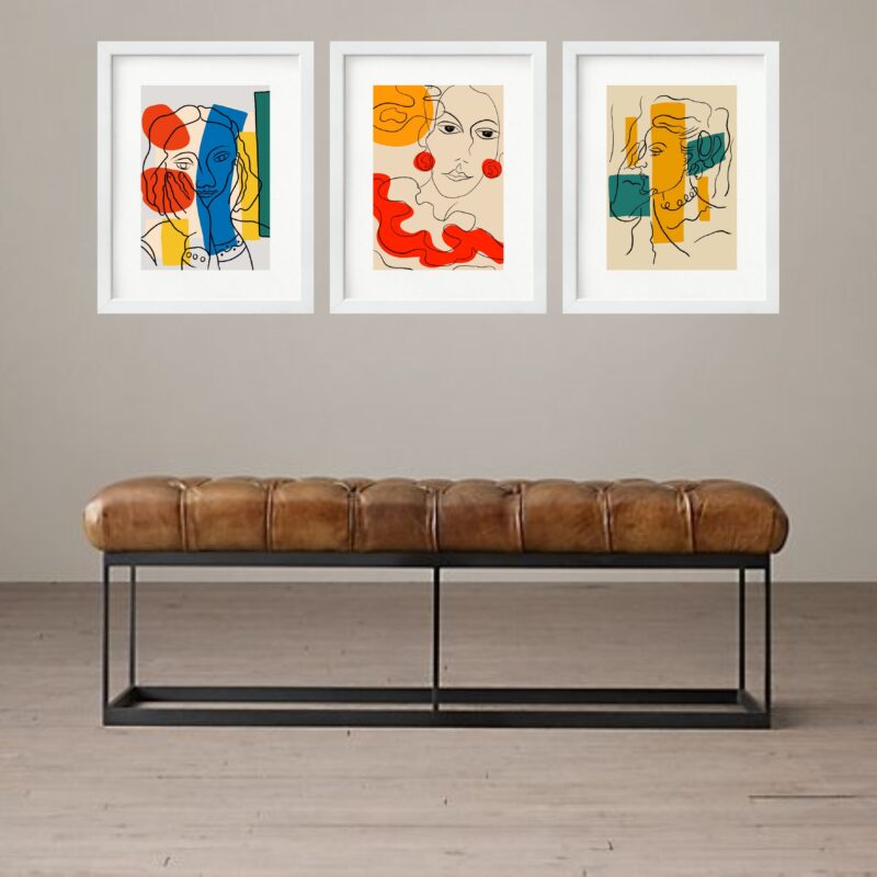 Kit 3 Quadros Grandes Abstratos Mulheres 60x48cm b