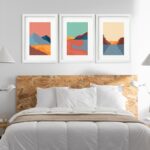 Kit 3 Quadros Grandes Abstratos Paisagens 60x48cm